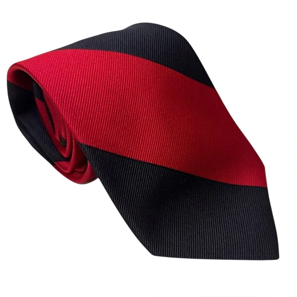 JoS. A. Bank Mens Tie Executive Collection Silk Dark Blue & Red Striped 60x3.25”